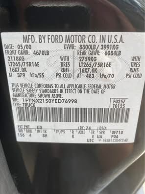 Used 2000 Ford F250 4x4 SuperCab Super Duty image 12