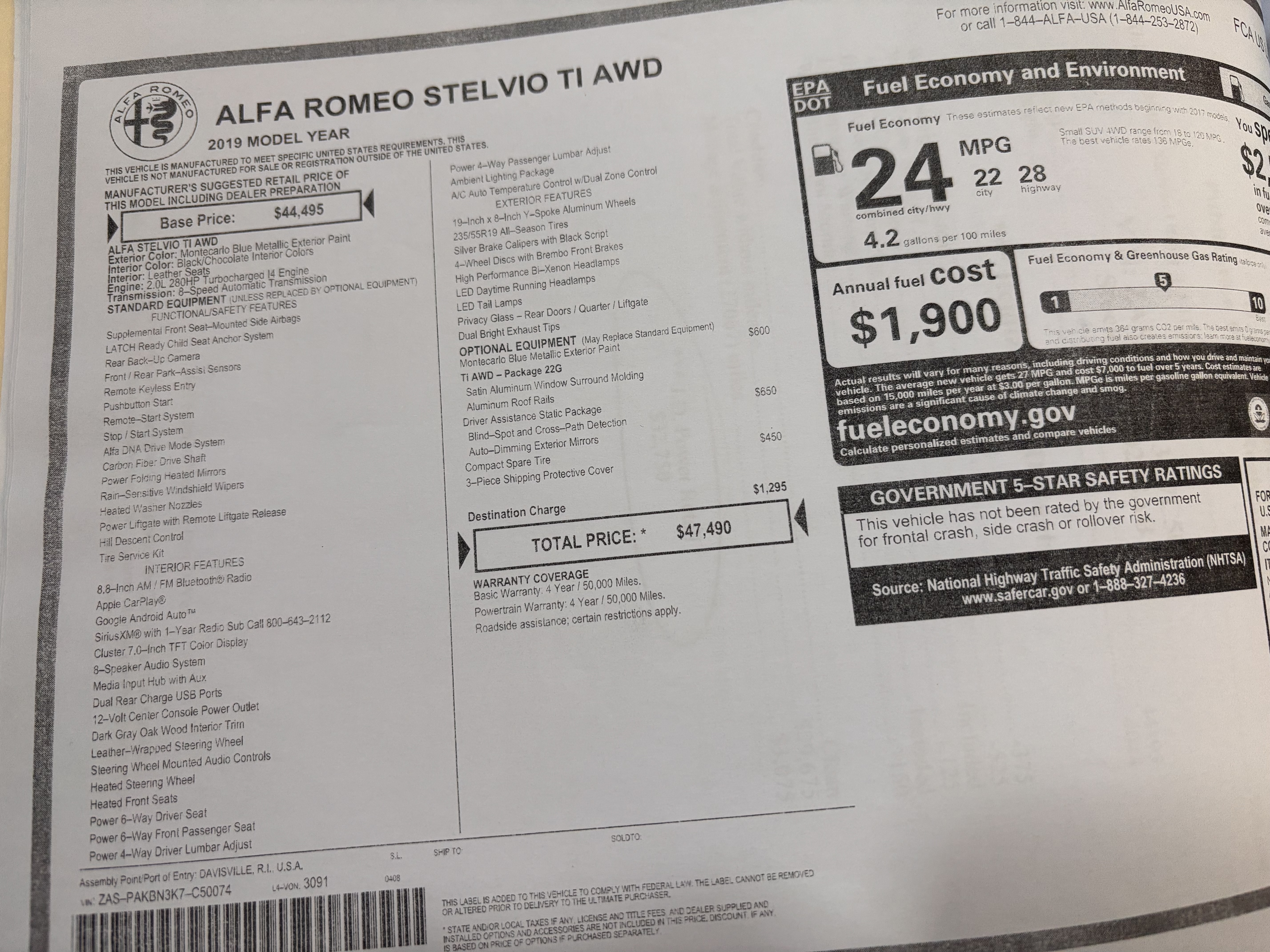 Used 2019 Alfa Romeo Stelvio Ti AWD/4WD image 8