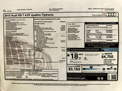 Used 2015 Audi RS 7 Prestige w/ Dynamic Package image 17
