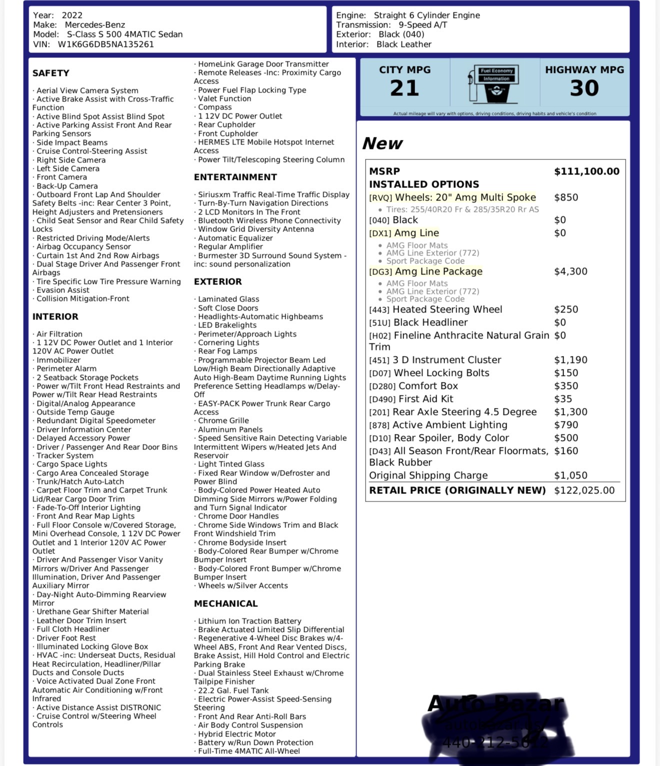 Used 2022 Mercedes-Benz S 500 4MATIC image 20