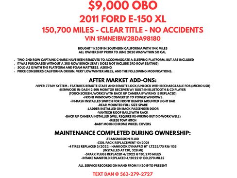 Used 2011 Ford E-150 and Econoline 150 Wagon RWD image 2