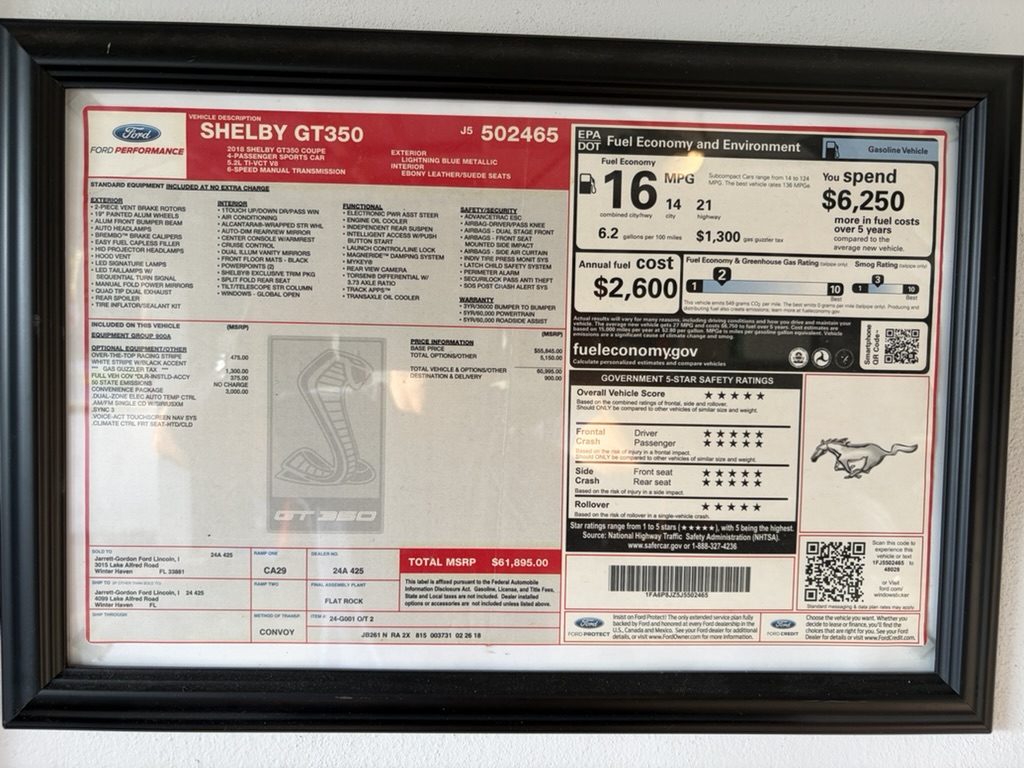 Used 2018 Ford Mustang Shelby GT350 w/ Convenience Package RWD image 28