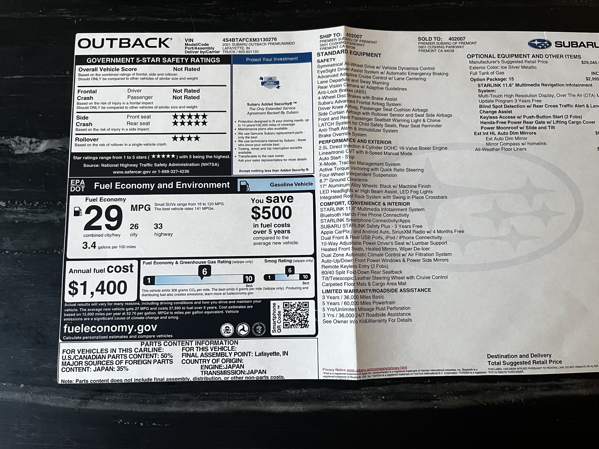 Used 2021 Subaru Outback Premium AWD/4WD image 10