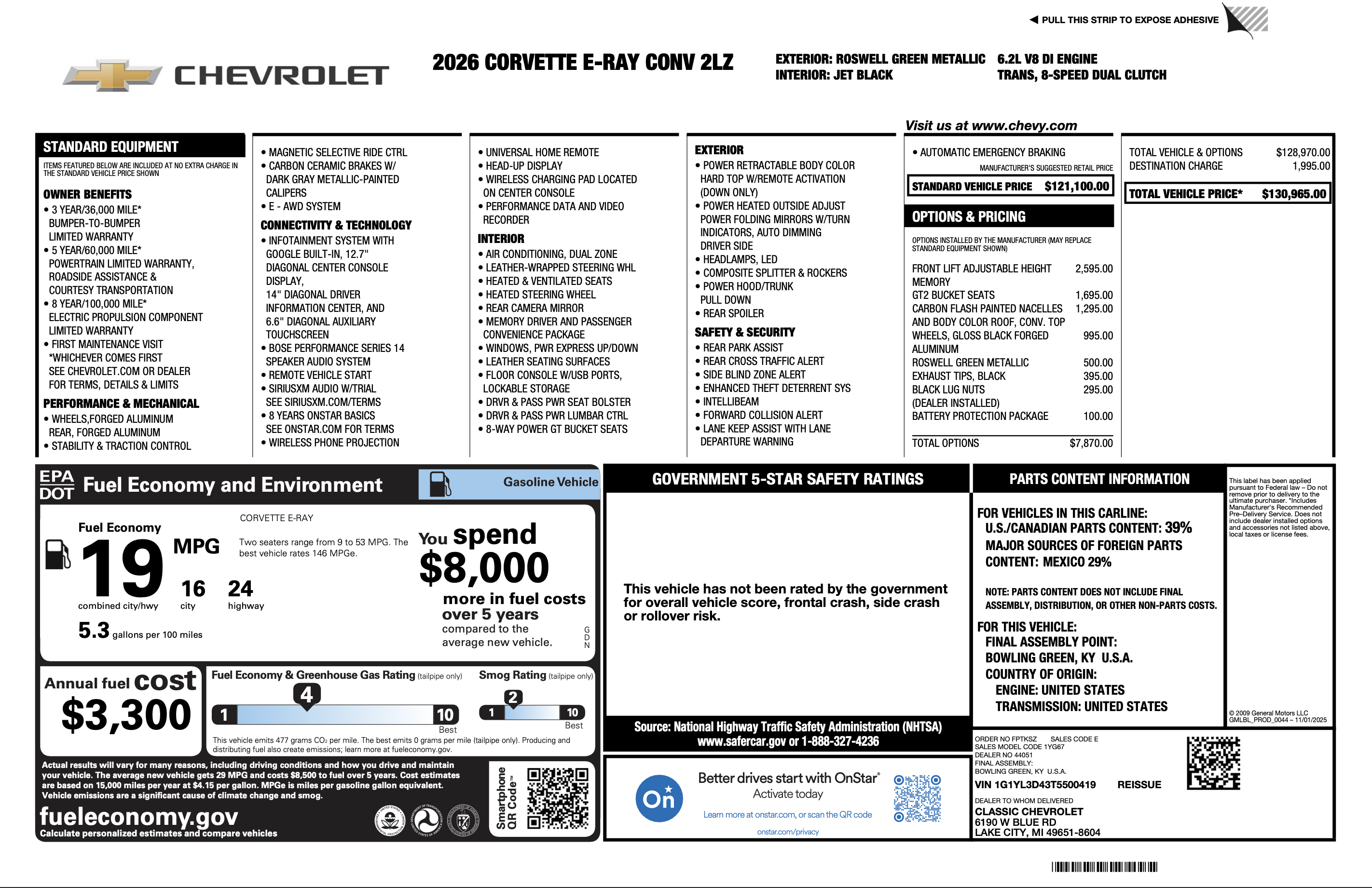 Used 2026 Chevrolet Corvette E-Ray w/ Battery Protection Package AWD/4WD image 14