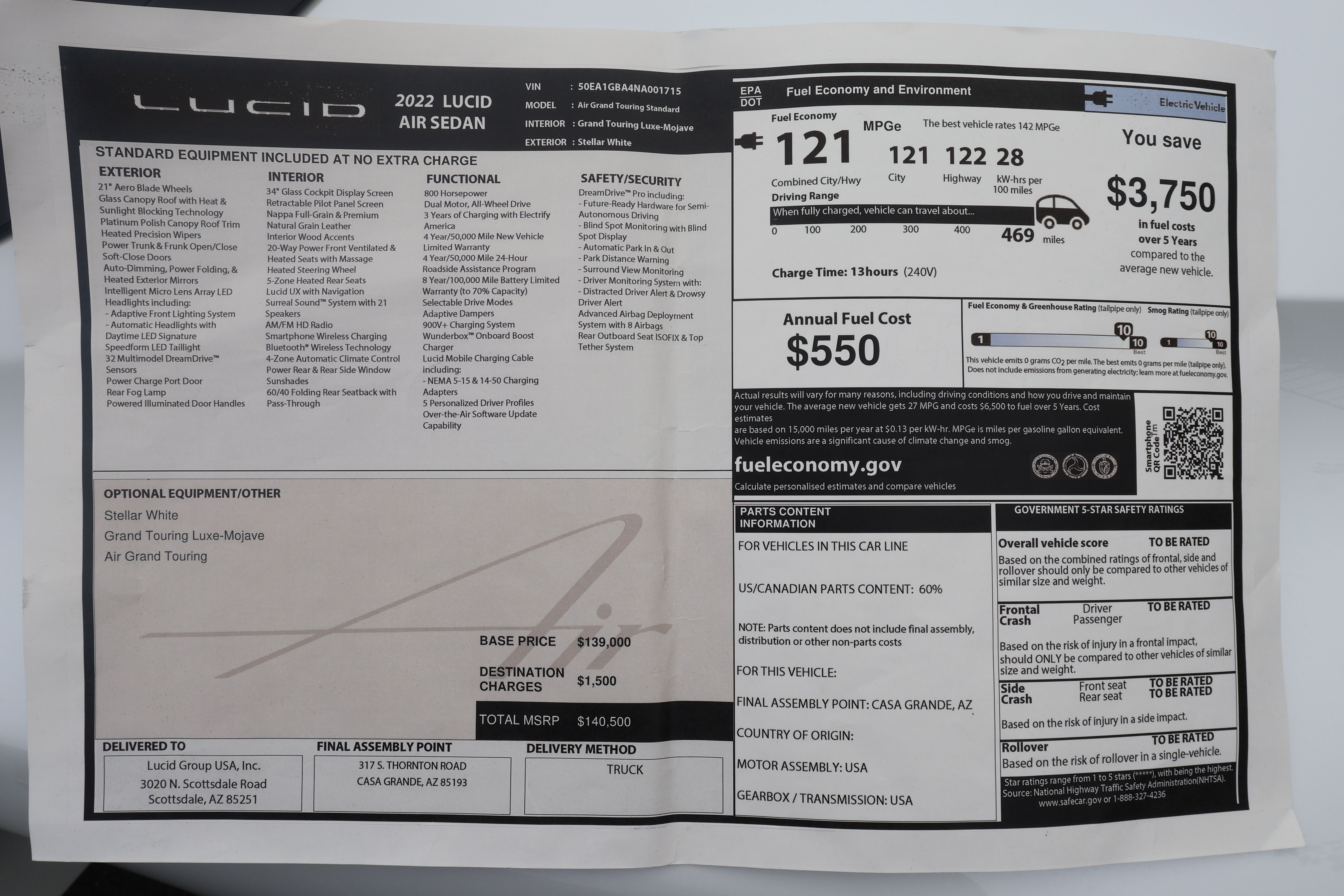 Used 2022 Lucid Air Grand Touring AWD/4WD image 20
