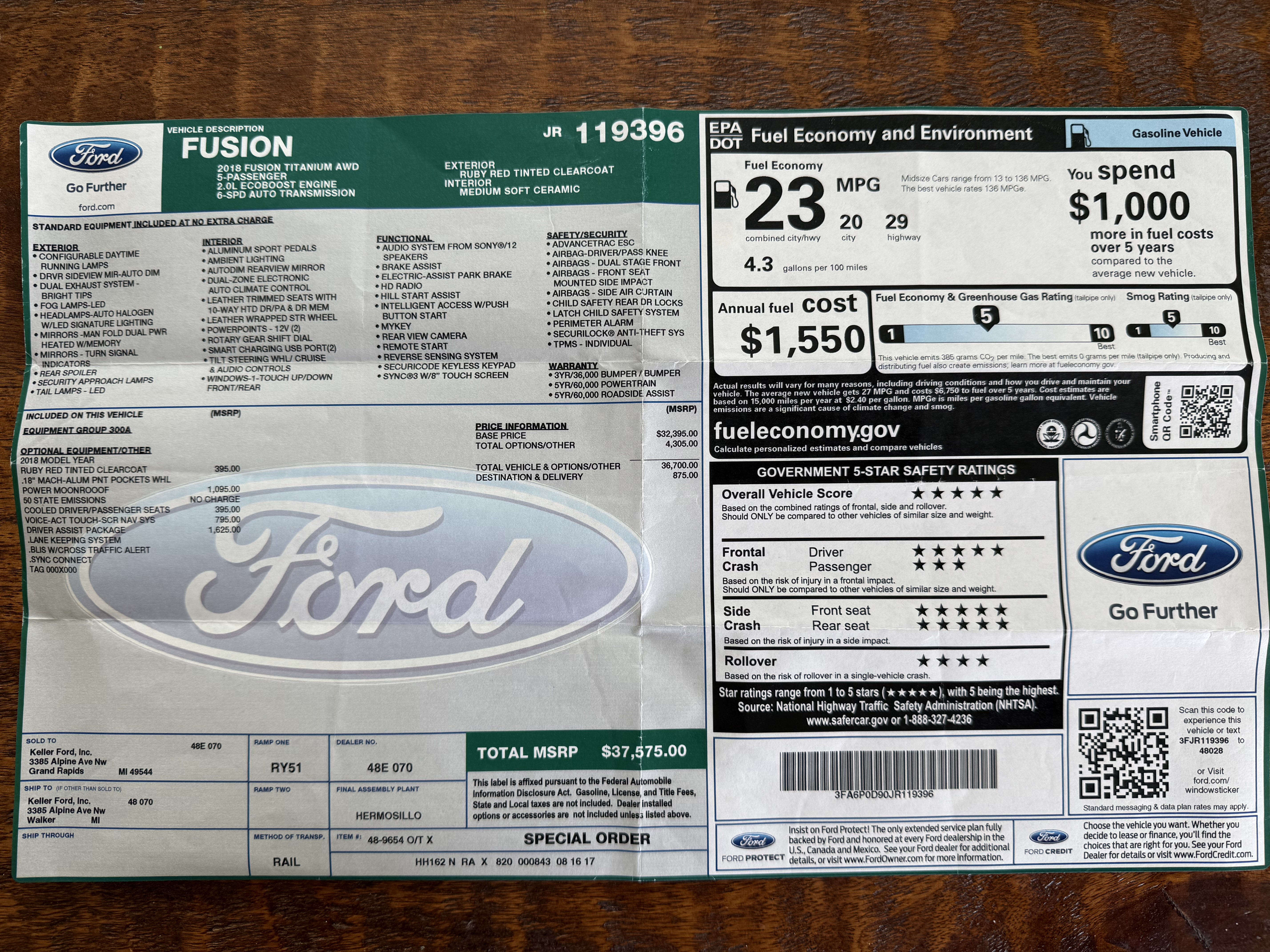 Used 2018 Ford Fusion Titanium AWD/4WD image 17