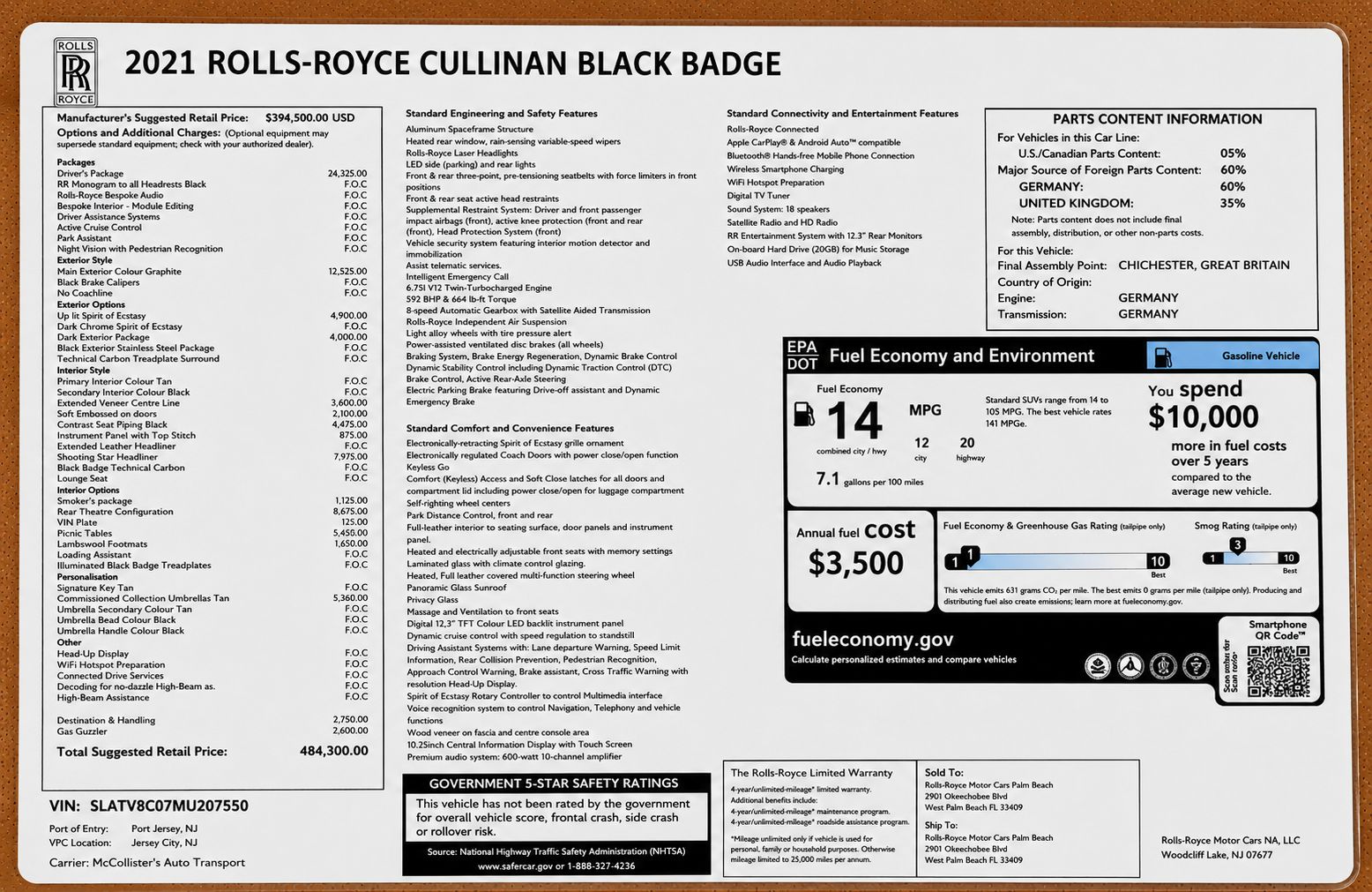 Used 2021 Rolls-Royce Cullinan Black Badge AWD/4WD image 2