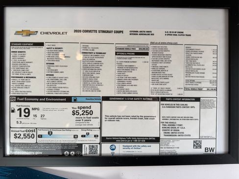 Used 2020 Chevrolet Corvette Stingray Premium Cpe w/ 3LT Preferred Equipment Group image 17