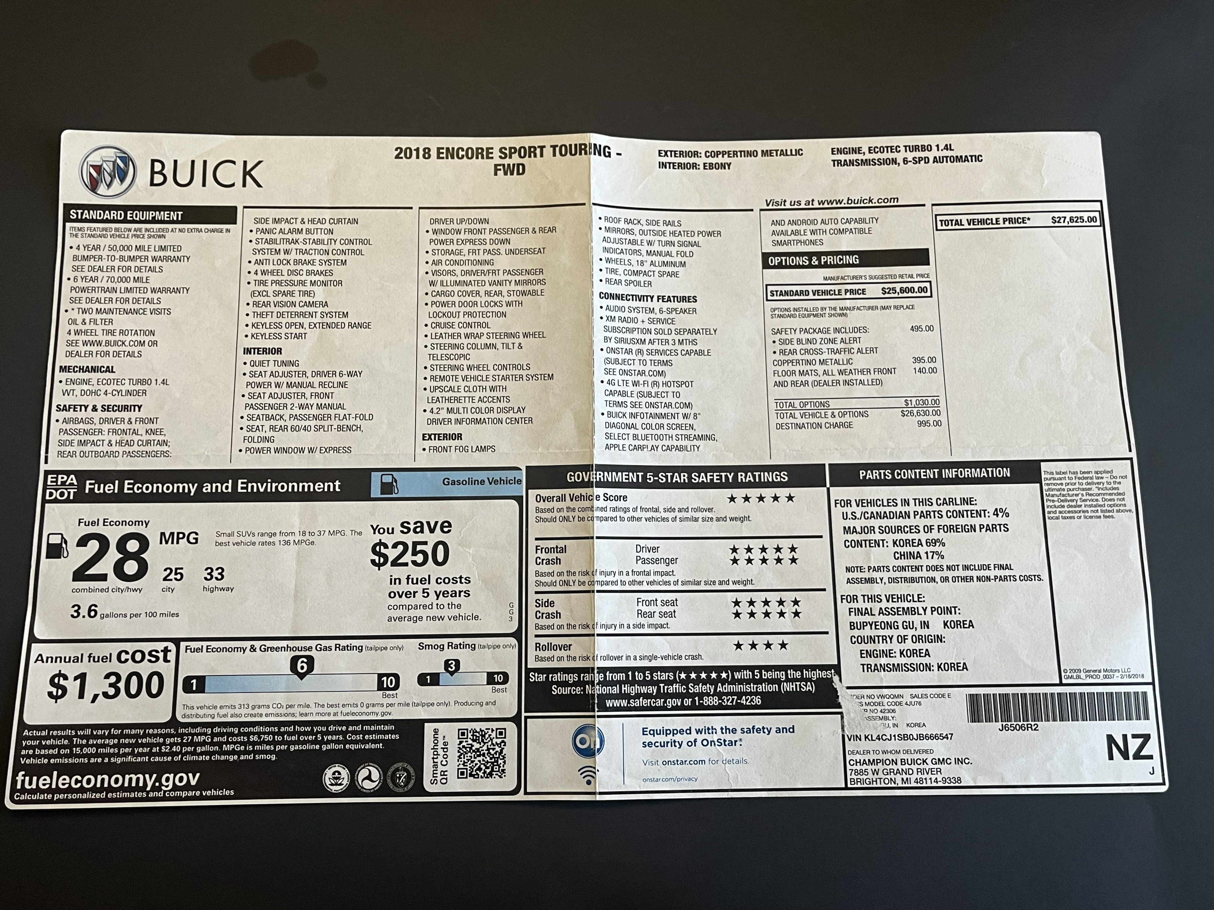 Used 2018 Buick Encore Sport Touring w/ Safety Package FWD image 14