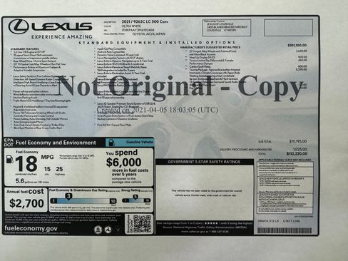 Used 2021 Lexus LC 500 Convertible w/ Touring Package RWD image 13