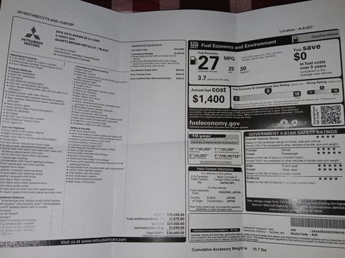 Used 2019 Mitsubishi Outlander SE image 11