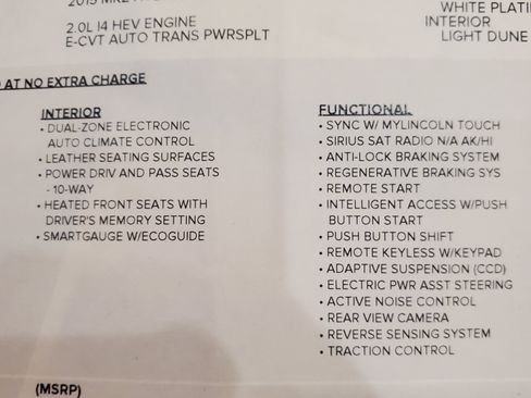 Used 2015 Lincoln MKZ Hybrid Sedan 4D w/ Equipment Group 202A Reserve image 18