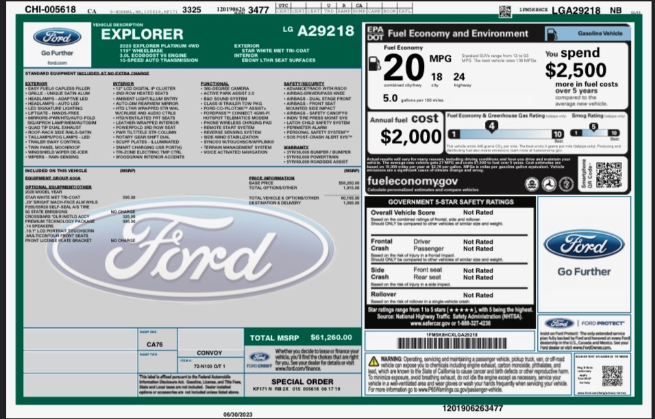 Used 2020 Ford Explorer Platinum w/ Premium Technology Package AWD/4WD image 17