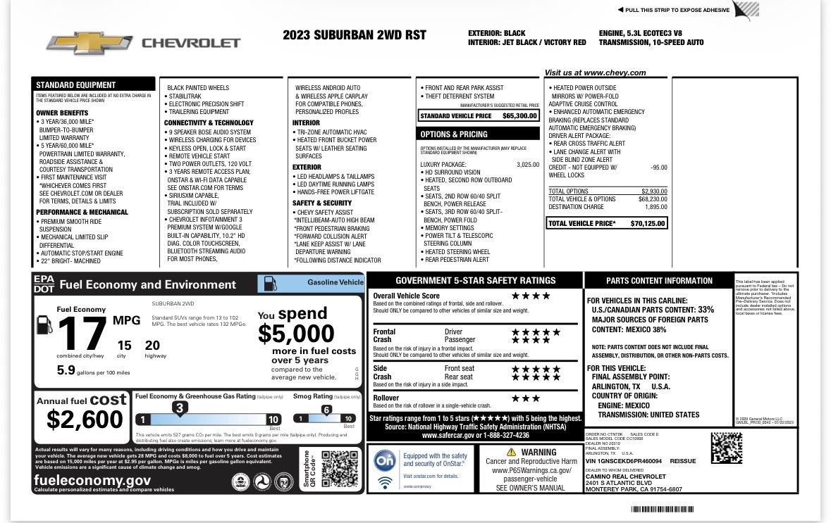 Used 2023 Chevrolet Suburban RST w/ Luxury Package RWD image 12