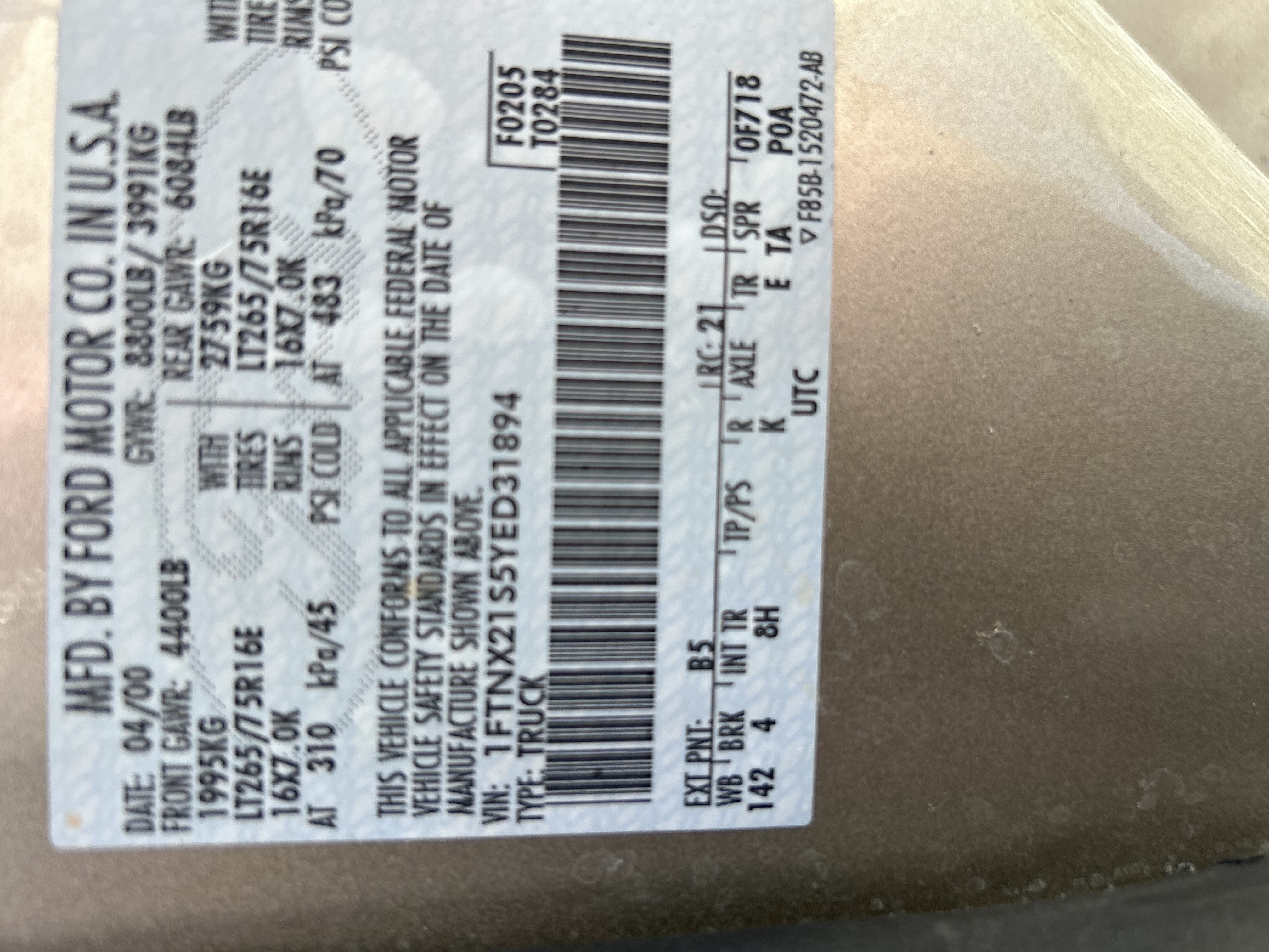 Used 2000 Ford F250 4x4 SuperCab Super Duty image 8