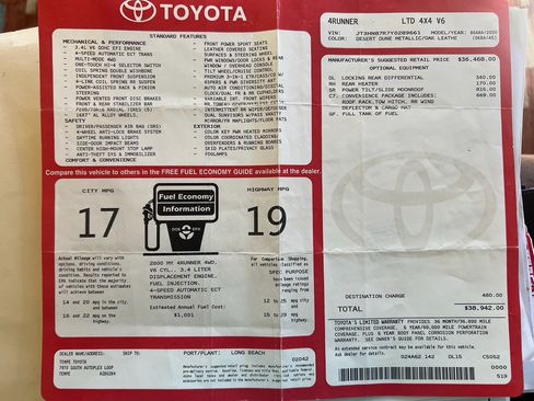 Used 2000 Toyota 4Runner Limited image 17