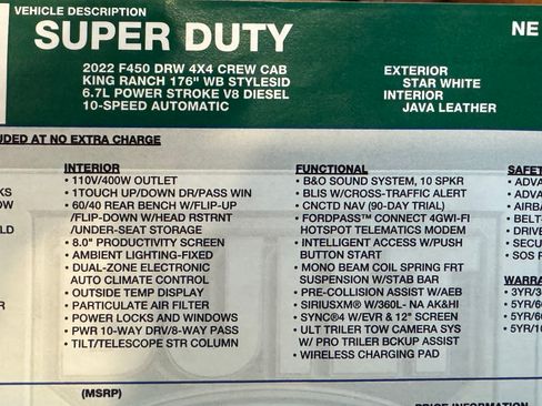 Used 2022 Ford F450 King Ranch w/ King Ranch Ultimate Package image 8