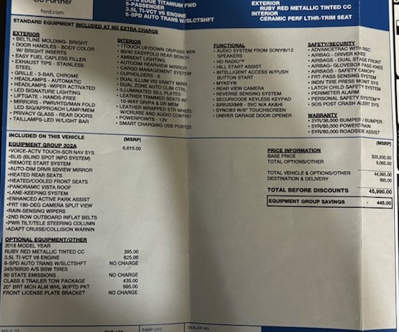 Used 2018 Ford Edge Titanium w/ Equipment Group 302A FWD image 28