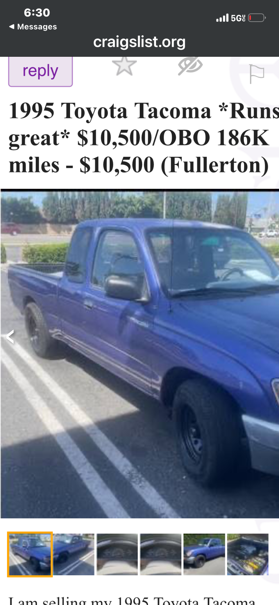 Used 1995 Toyota Tacoma 2WD Xtracab V6 image 1