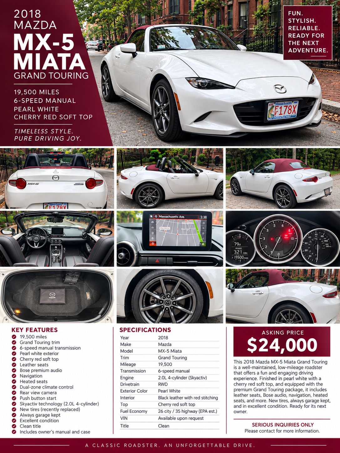 Used 2018 MAZDA MX-5 Miata Grand Touring RWD image 1