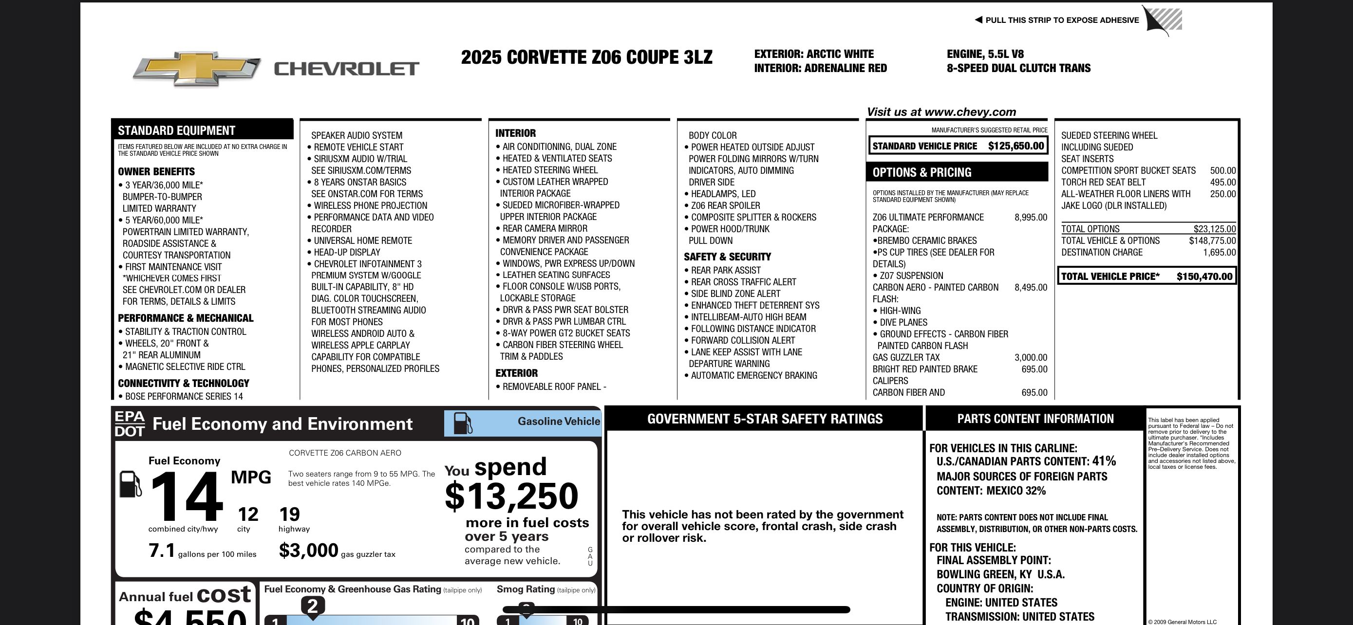 Used 2025 Chevrolet Corvette Z06 w/ Z07 Performance Package RWD image 17