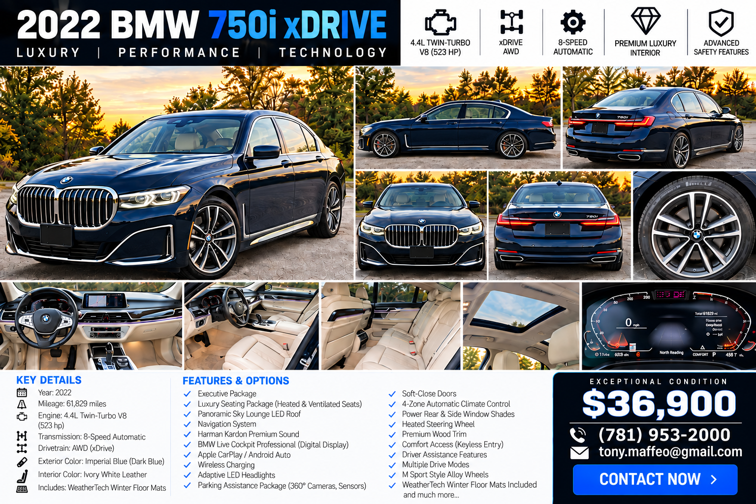 Used 2020 BMW 750i xDrive w/ Luxury Rear Seating Package AWD/4WD image 1