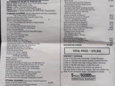 Used 2022 Jeep Wrangler Unlimited Rubicon 4xe w/ Cold Weather Group image 13