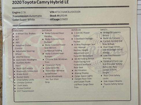 Used 2020 Toyota Camry LE FWD image 19