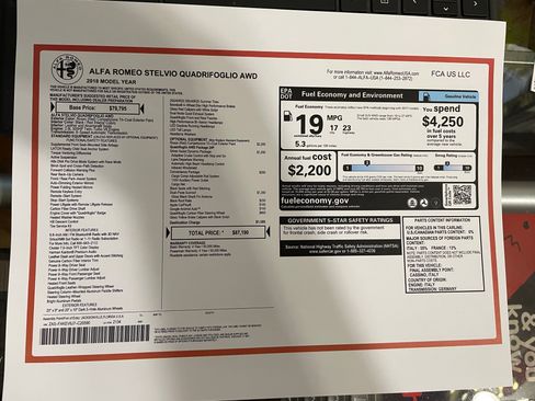 Used 2018 Alfa Romeo Stelvio Quadrifoglio w/ Driver Assist Dynamic Package image 25