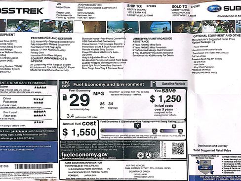 Used 2016 Subaru Crosstrek 2.0i Premium w/ 17" Wheel Sport Package AWD/4WD image 13