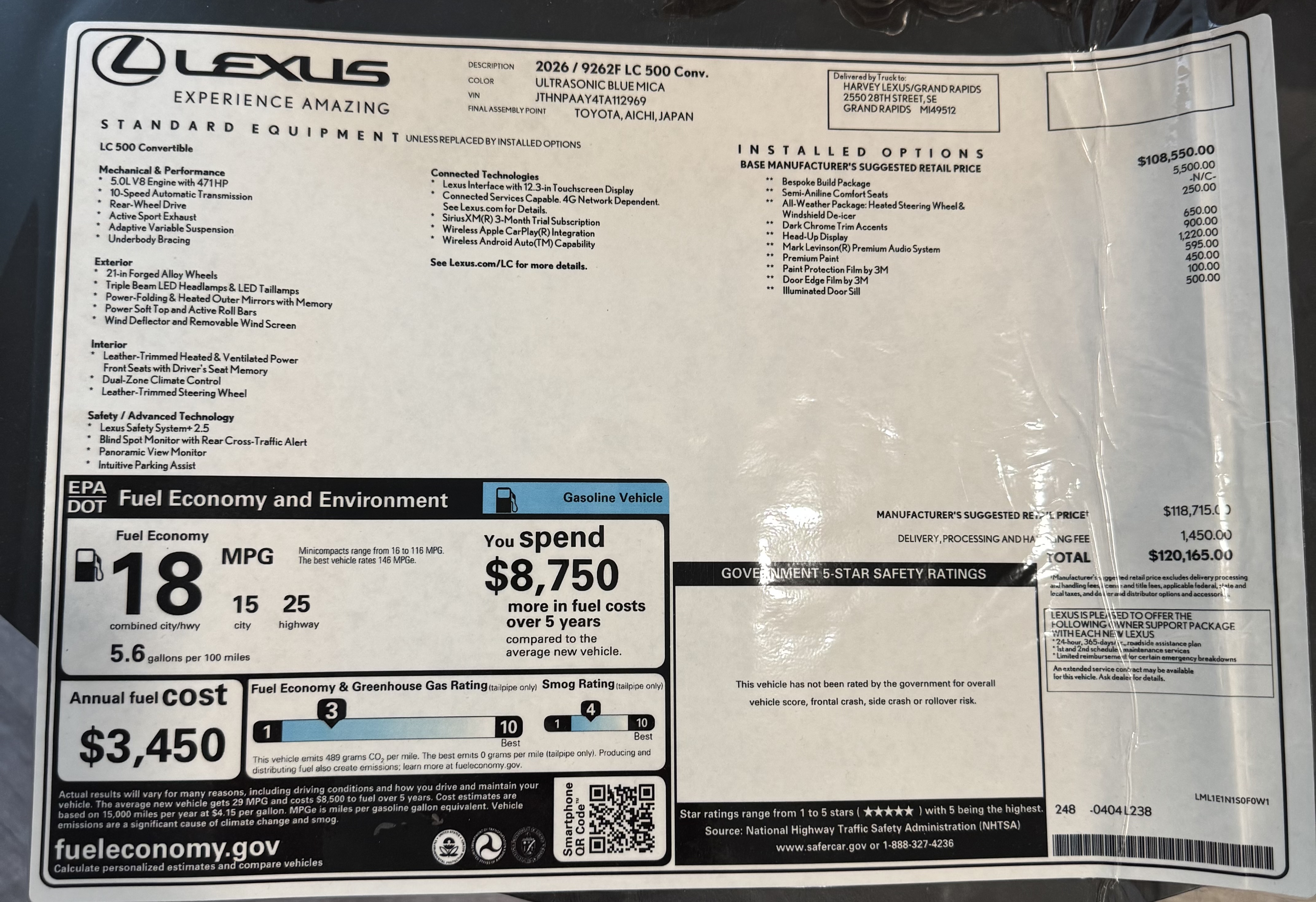 Used 2026 Lexus LC 500 Convertible w/ Bespoke Build Package RWD image 10