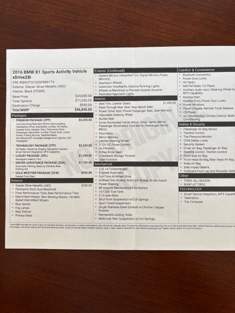 Used 2016 BMW X1 xDrive28i w/ Premium Package AWD/4WD image 1