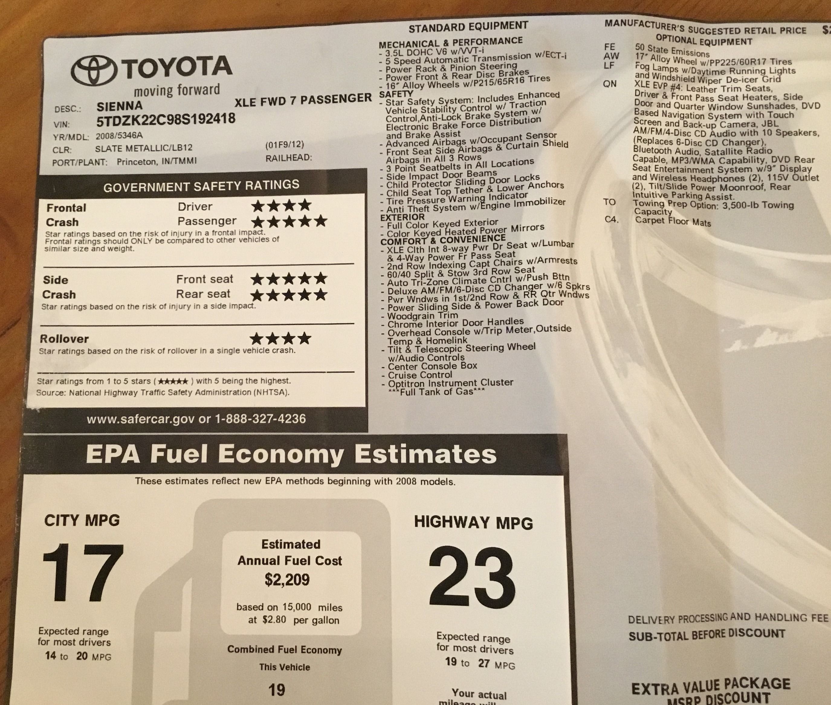 Used 2008 Toyota Sienna XLE w/ Towing Prep Pkg FWD image 2