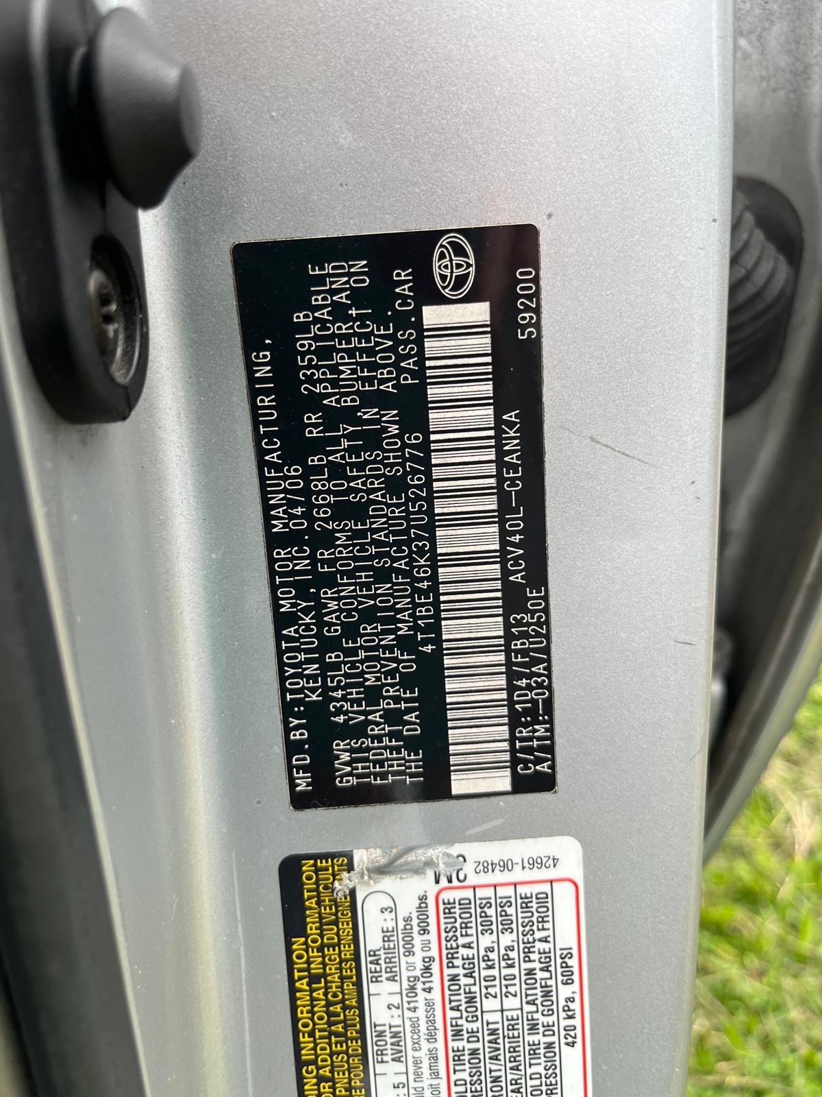 Used 2007 Toyota Camry LE FWD image 10