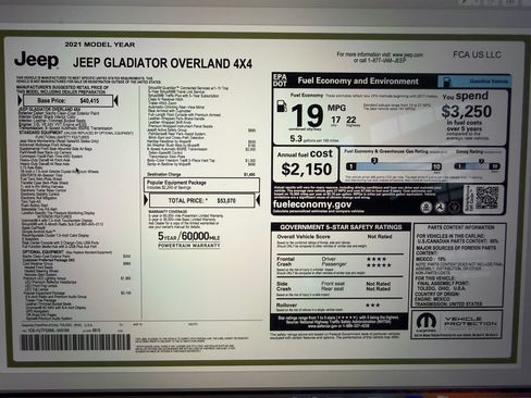Used 2021 Jeep Gladiator Overland w/ Popular Equipment Package image 19
