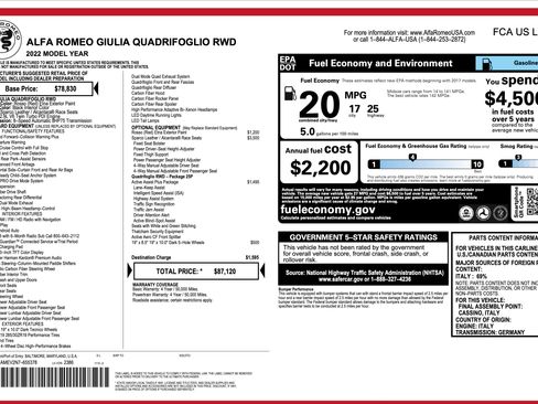 Used 2022 Alfa Romeo Giulia Quadrifoglio w/ Active Assist Plus Package image 2