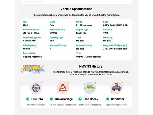 Used 2022 Ford F150 Lightning Lariat w/ Equipment Group 511A High image 15