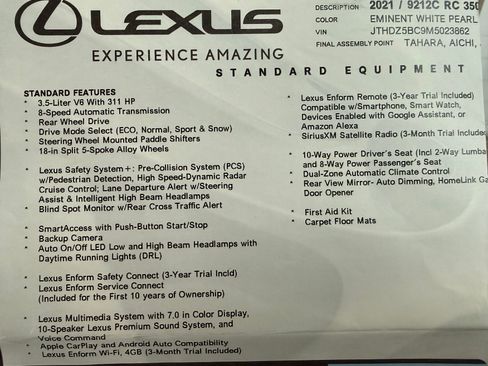 Used 2021 Lexus RC 350 RWD image 12