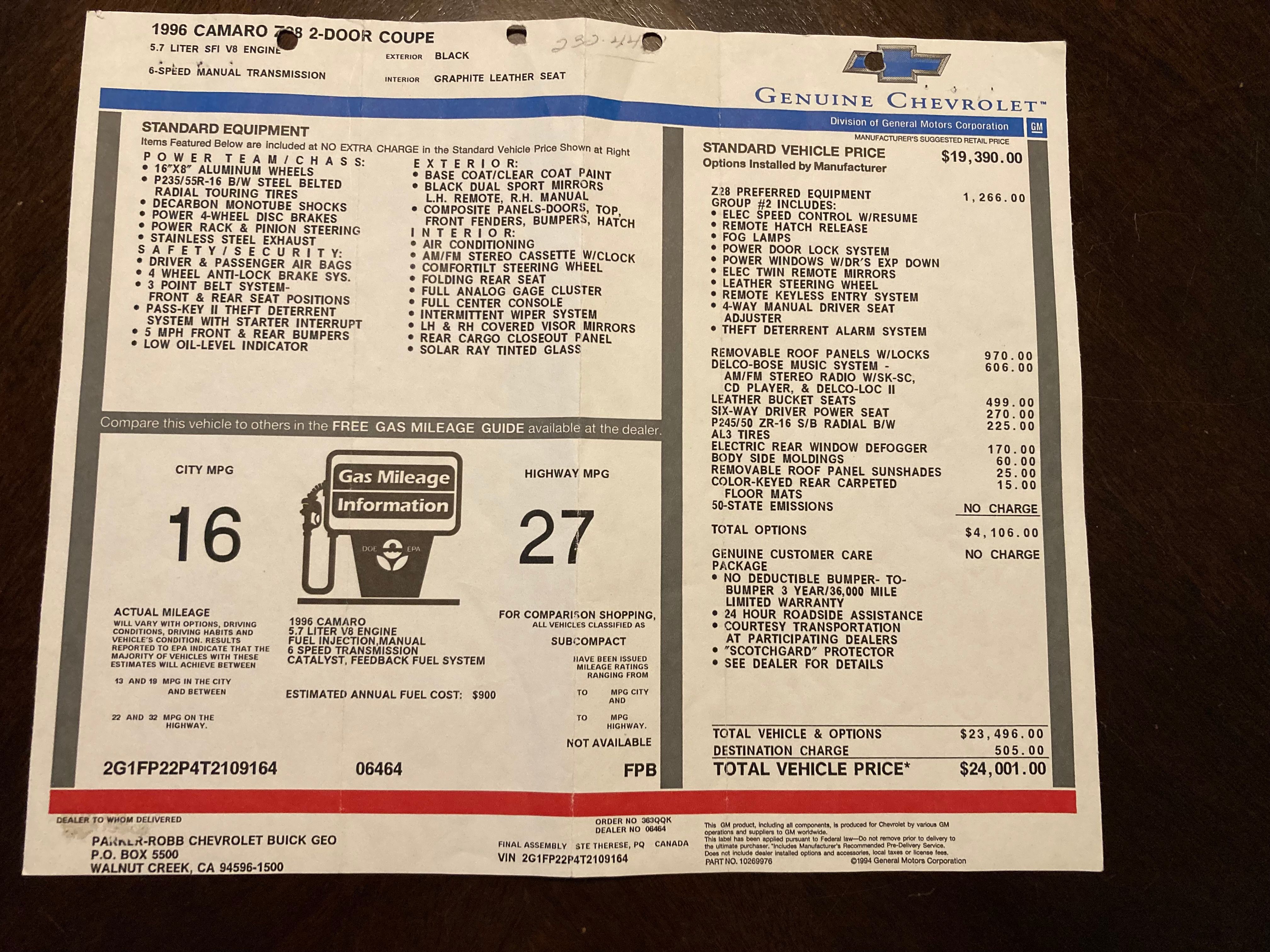 Used 1996 Chevrolet Camaro Z28 RWD image 11