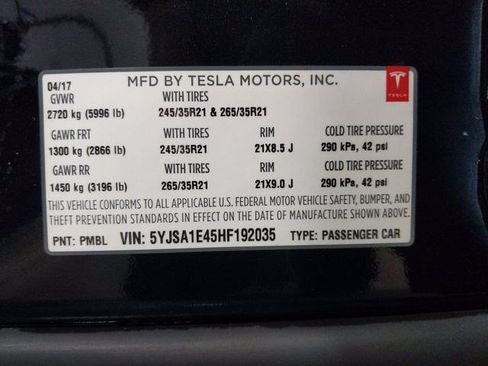 Used 2017 Tesla Model S P100D image 9
