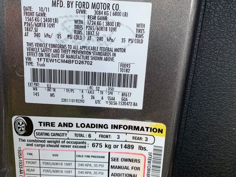 Used 2011 Ford F150 XLT w/ XLT Chrome Pkg RWD image 24