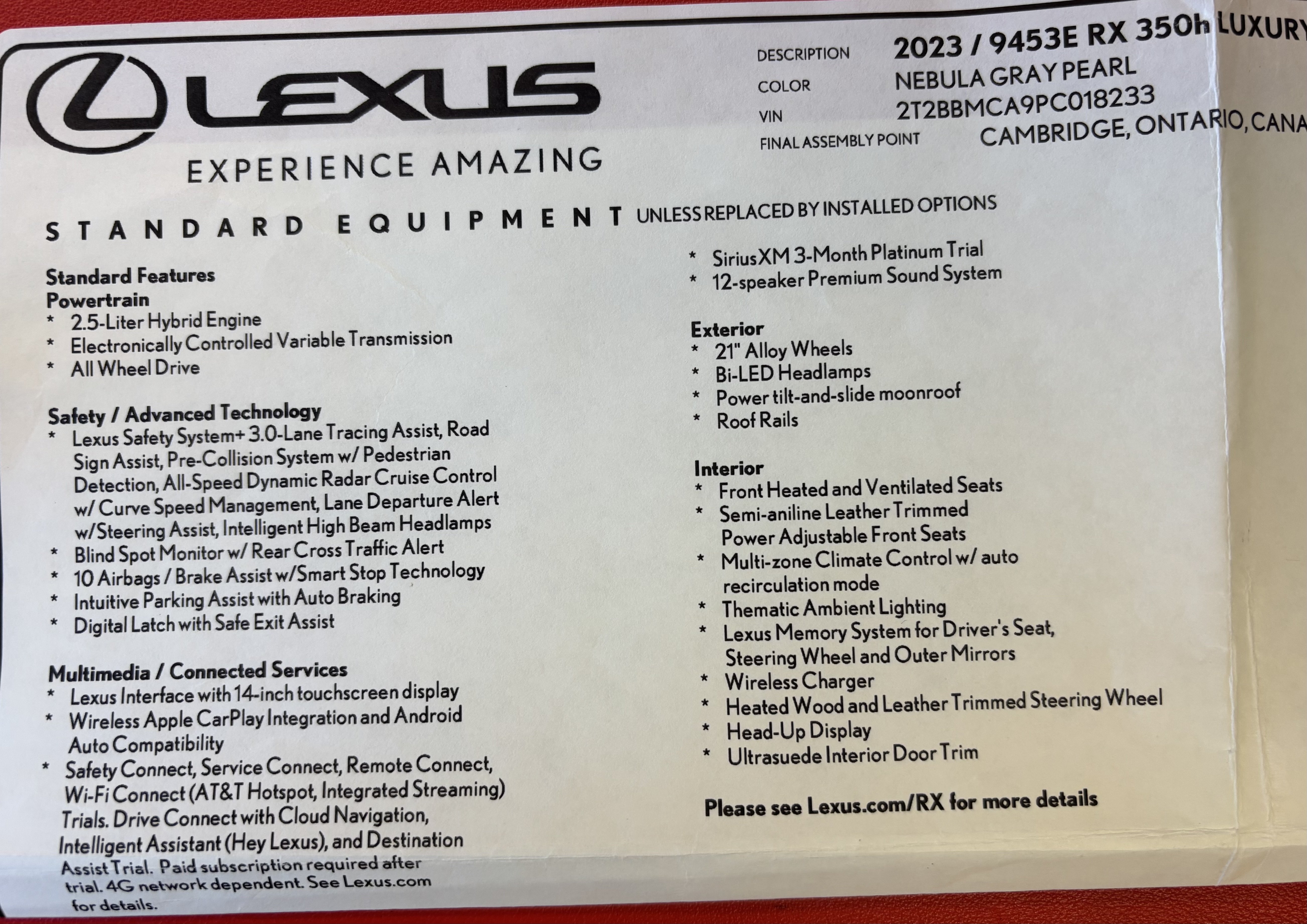 Used 2023 Lexus RX 350 w/ Cold Area Package AWD/4WD image 26