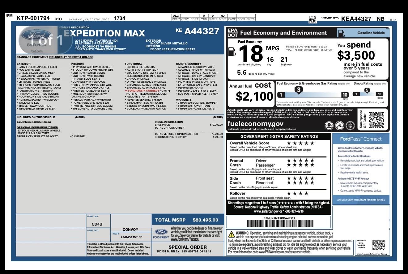 Used 2019 Ford Expedition Max Platinum AWD/4WD image 32