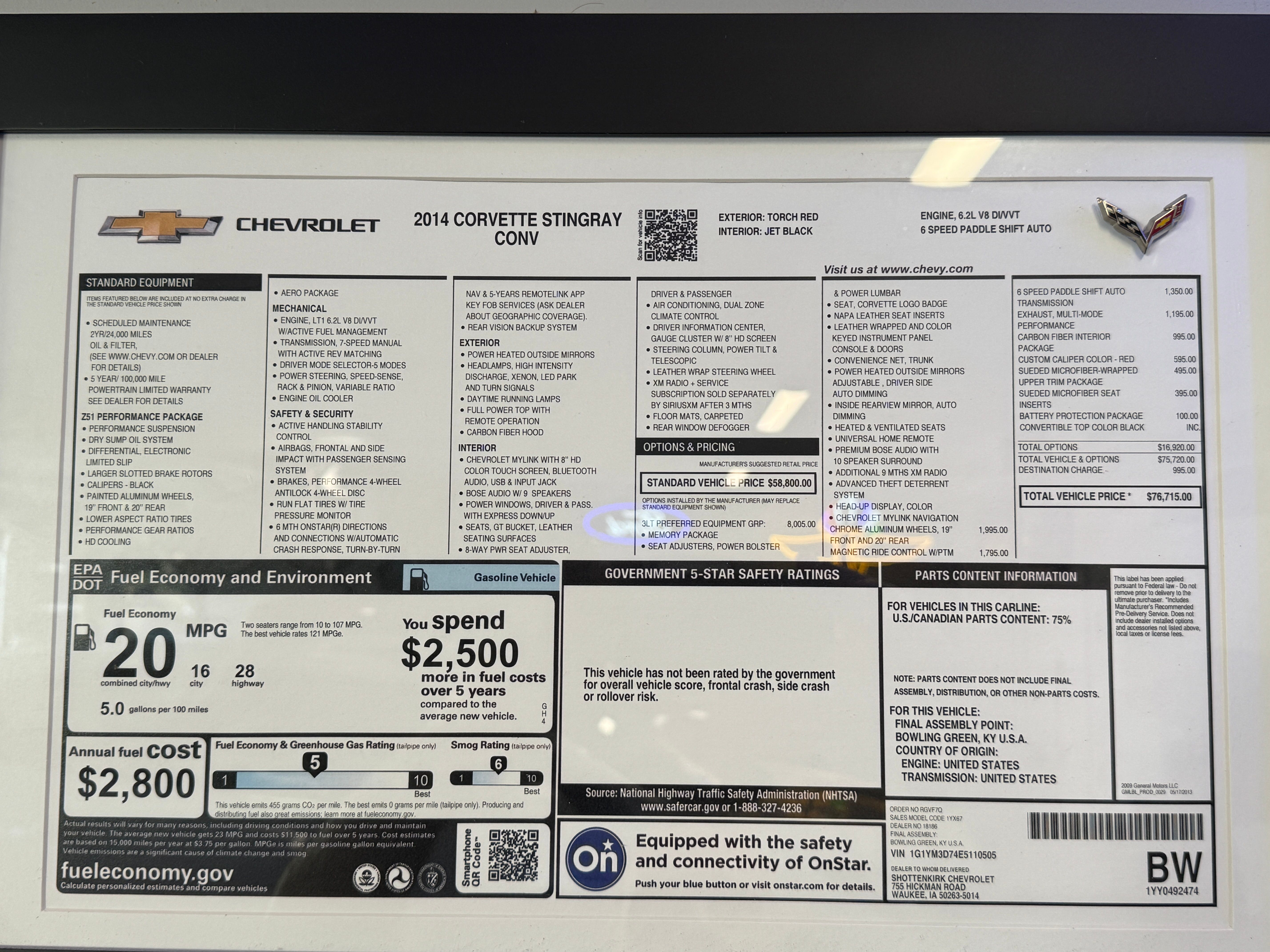 Used 2014 Chevrolet Corvette Stingray Convertible w/ 3LT Preferred Equipment Group RWD image 6