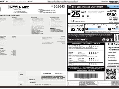 Used 2015 Lincoln MKZ AWD w/ Equipment Group 102A Reserve