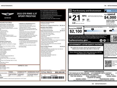 Used 2022 Genesis G70 3.3T image 13