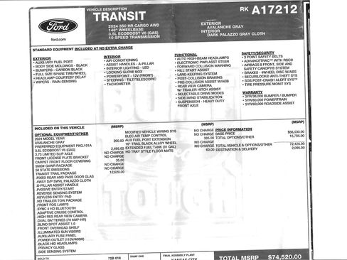 Used 2024 Ford Transit 350 148 High Roof AWD w/ Transit Trail Package image 15