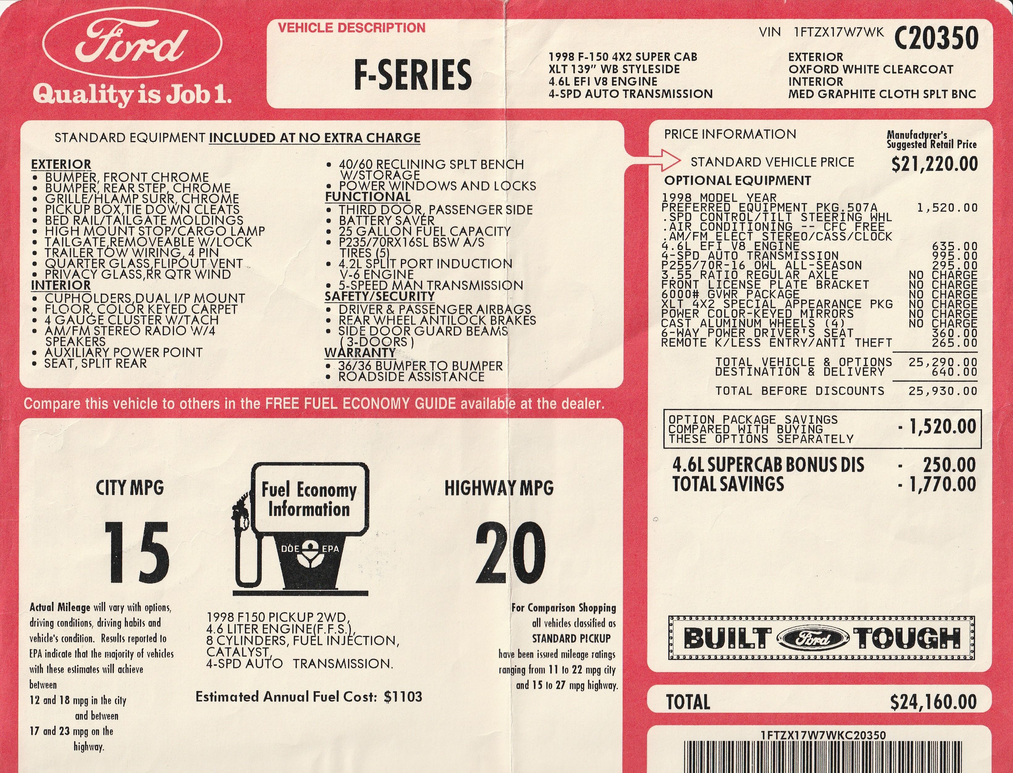 Used 1998 Ford F150 2WD SuperCab image 2