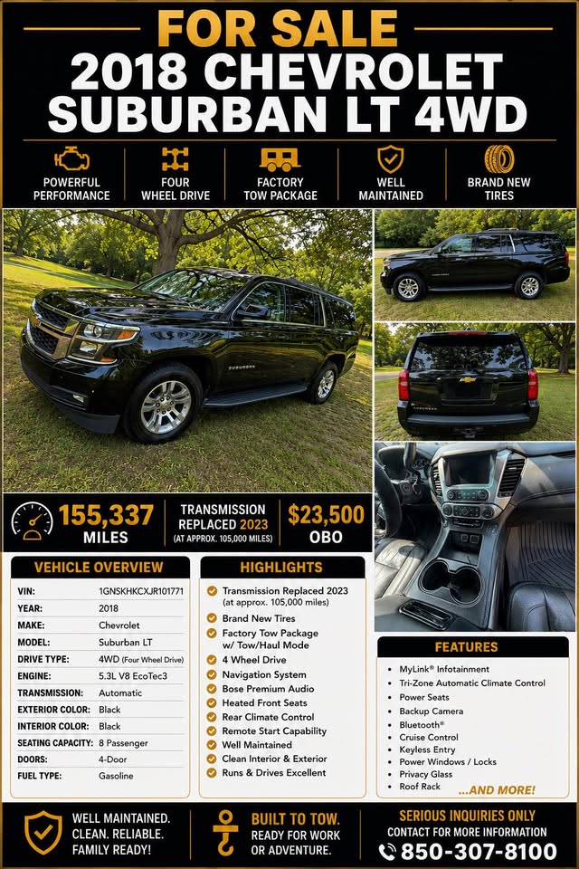 Used 2018 Chevrolet Suburban LT AWD/4WD image 1