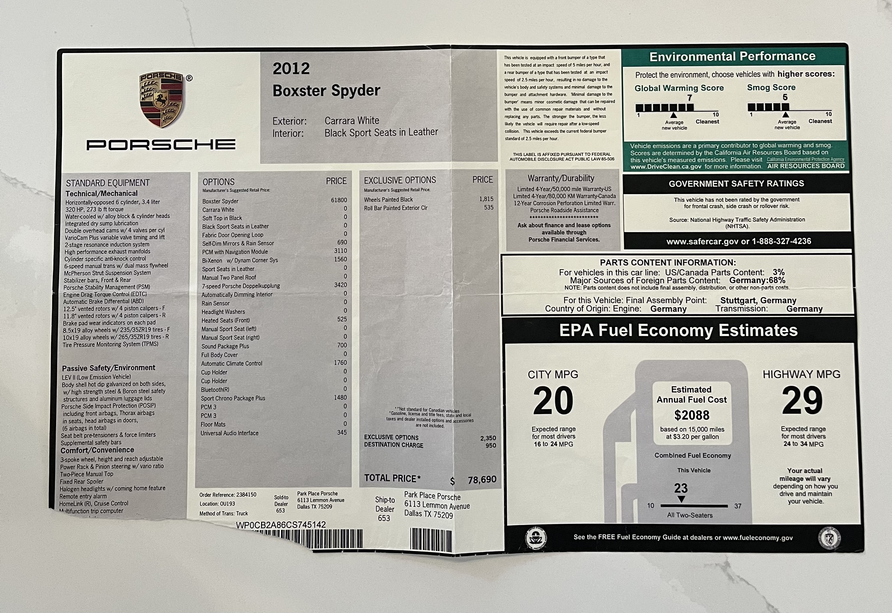 Used 2012 Porsche Boxster Spyder RWD image 11